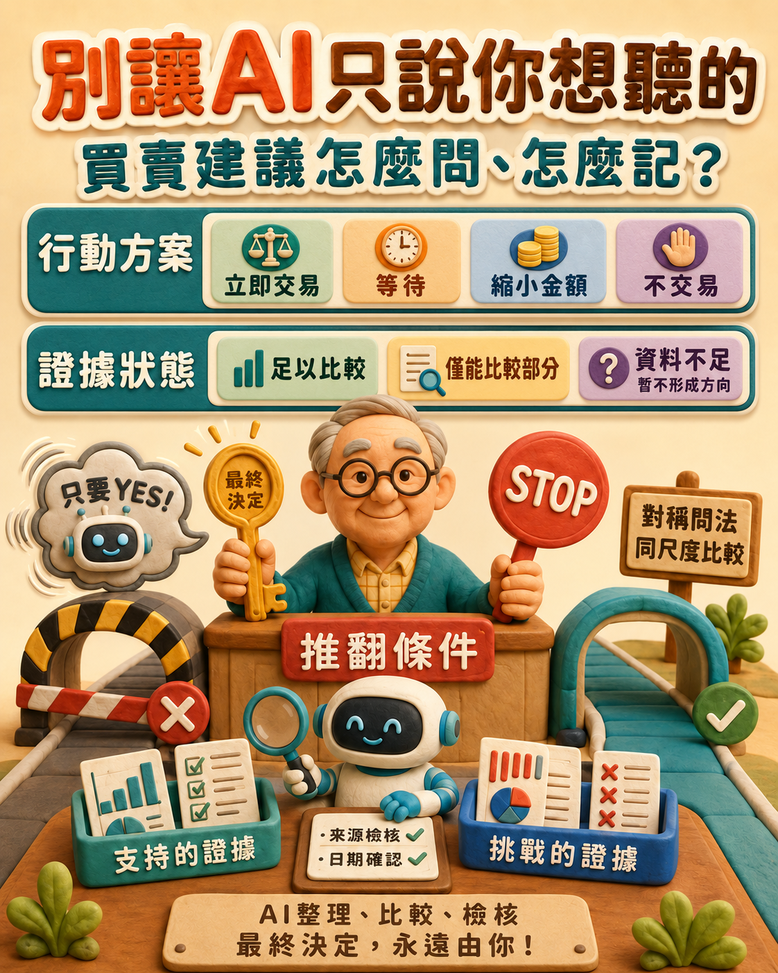 第 47 篇｜請 AI 給買賣建議時，怎麼問、怎麼記，才不會只得到迎合答案？